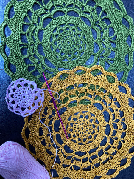 When The Storm Has Passed - Crochet placemat and coasters