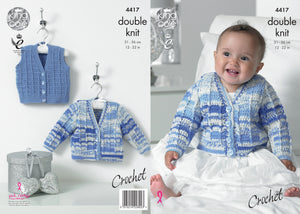 King Cole Pattern 4417 - Crochet Cardigan & Waistcoat