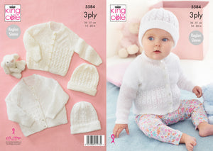 King Cole Pattern 5584: Babies Cardigan & Hat
