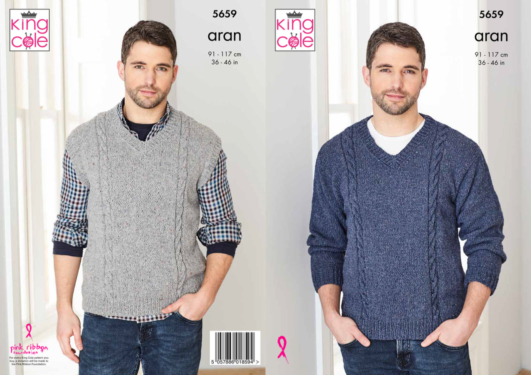 King Cole Pattern 5659: Sweater & Sleeveless Sweater