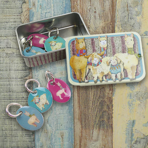 Stitch Markers in a Tin