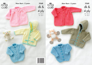 King Cole Patterns 3368: Jackets & Coat in 4ply or DK