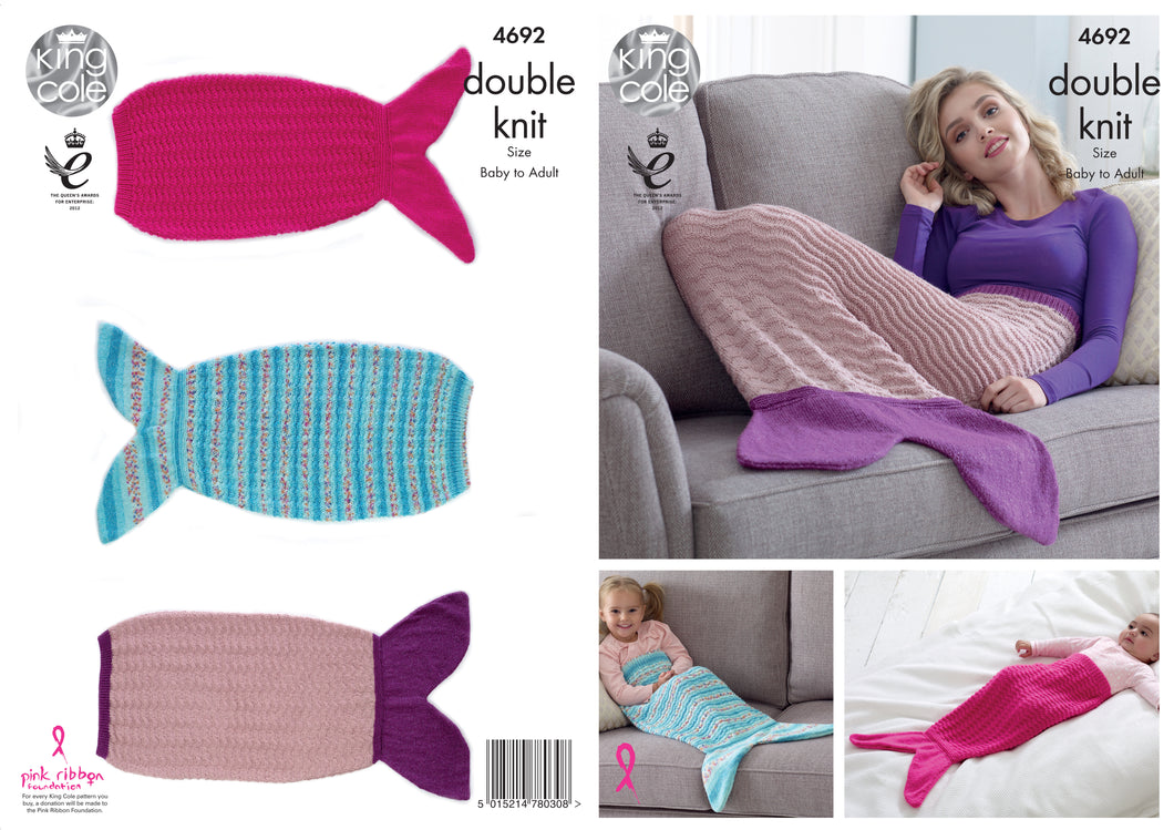 King Cole Pattern 4692: Mermaid Blankets