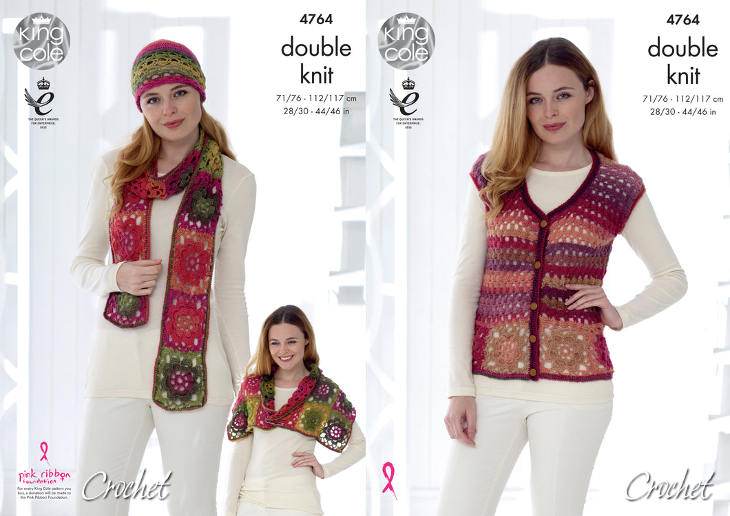 King Cole Pattern 4764: Crochet Cardigan and Accessories