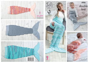King Cole Pattern 4908: Crochet Mermaid Tail Blanket