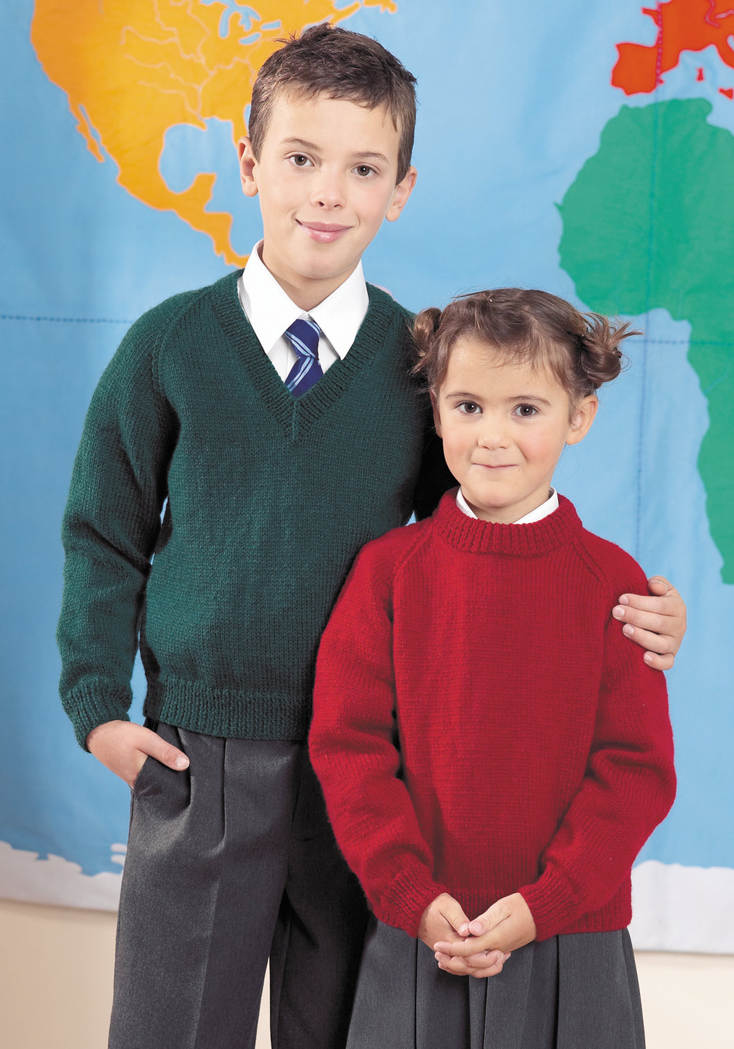 Stylecraft Pattern 4910: V and round Neck School Sweaters