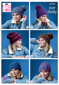 King Cole Pattern 5173: Hats in Super Chunky