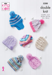 Kingcole Pattern 5200: Hats 6 Months to 4 Years