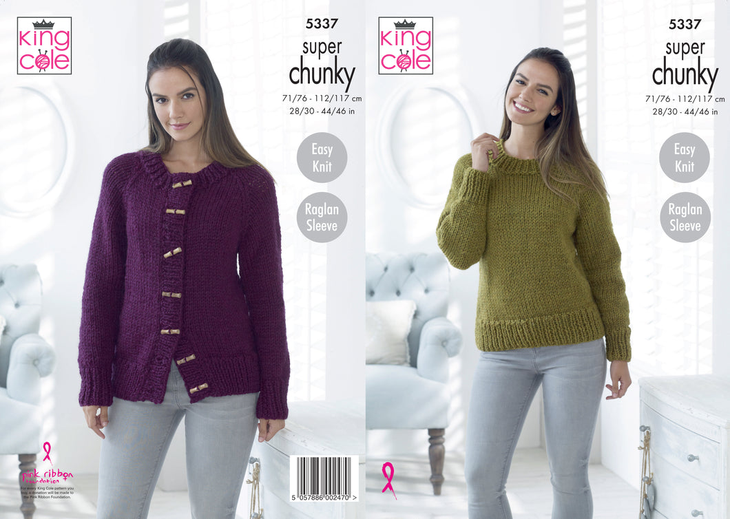 King Cole Pattern 5337: Cardigan and Sweater