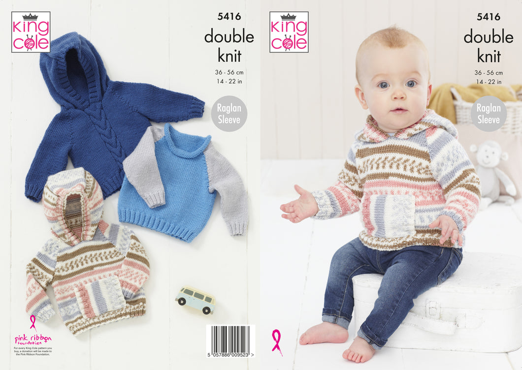 Kingcole Pattern 5416: Babie's Raglan Sweaters