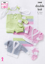 Load image into Gallery viewer, King Cole Pattern 5468: Blanket, Romper, Cardigans and Bootees
