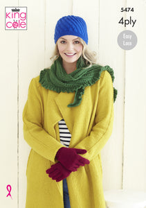 King Cole Pattern 5474: Hat, Gloves and Wrap
