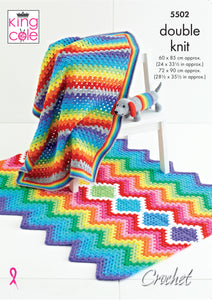 King Cole Pattern 5502: Crochet Baby Blankets