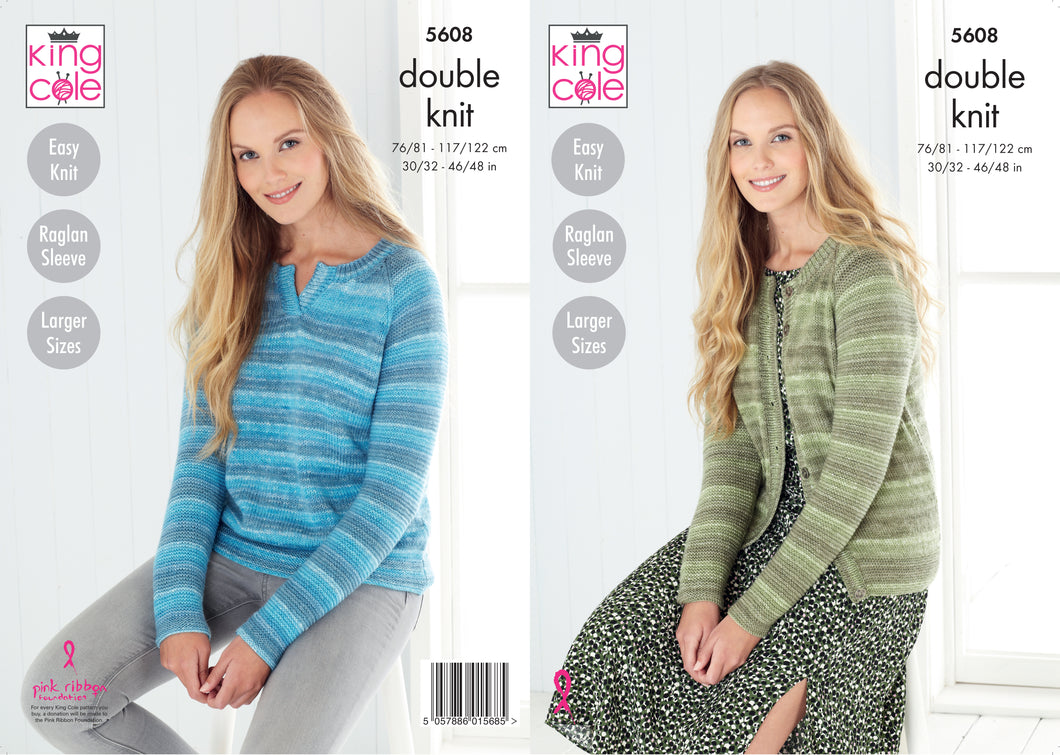 King Cole Pattern 5608: Sweater & Cardigan