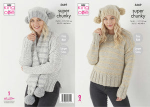 King Cole Pattern 5669: Sweater, Hat & Scarf