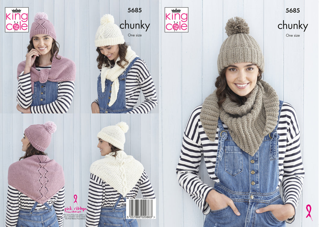 King Cole Pattern 5685: Shawls and Hats