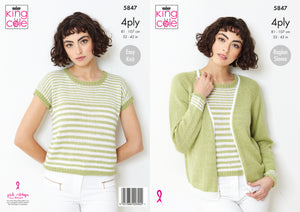 King Cole Pattern 5847: Cardigan and Cap Sleeved Top
