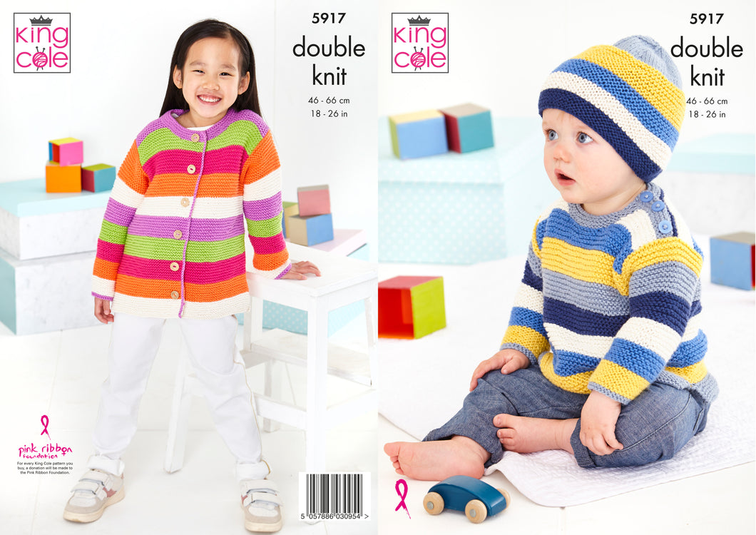King Cole Pattern 5869: Sweater. Hat and Cardigan