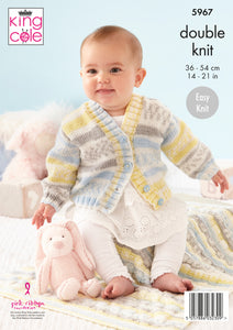 King Cole Pattern 5967: Sweater Cardigan Hat and Blanket