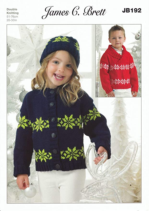 James C Brett Pattern JB192: Christmas Jacket Sweater & Hat