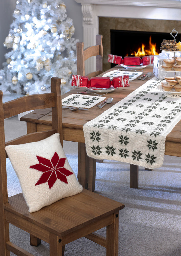 Stylecraft Pattern 9033: Christmas cushions, table mats and table runner