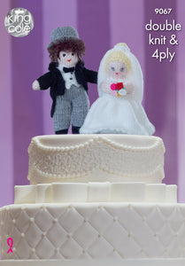 King Cole Pattern 9067: Bride and Groom Cake Toppers