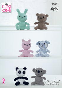King Cole Pattern 9088: Crochet Amigurumi Animal Toys