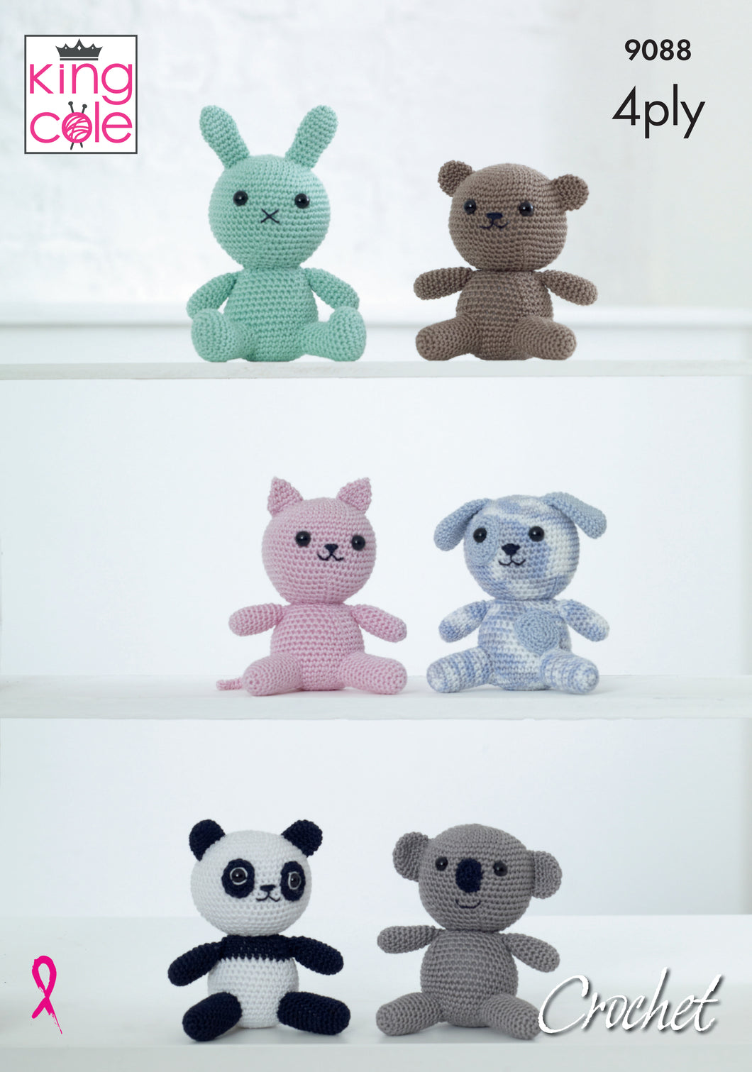 King Cole Pattern 9088: Crochet Amigurumi Animal Toys