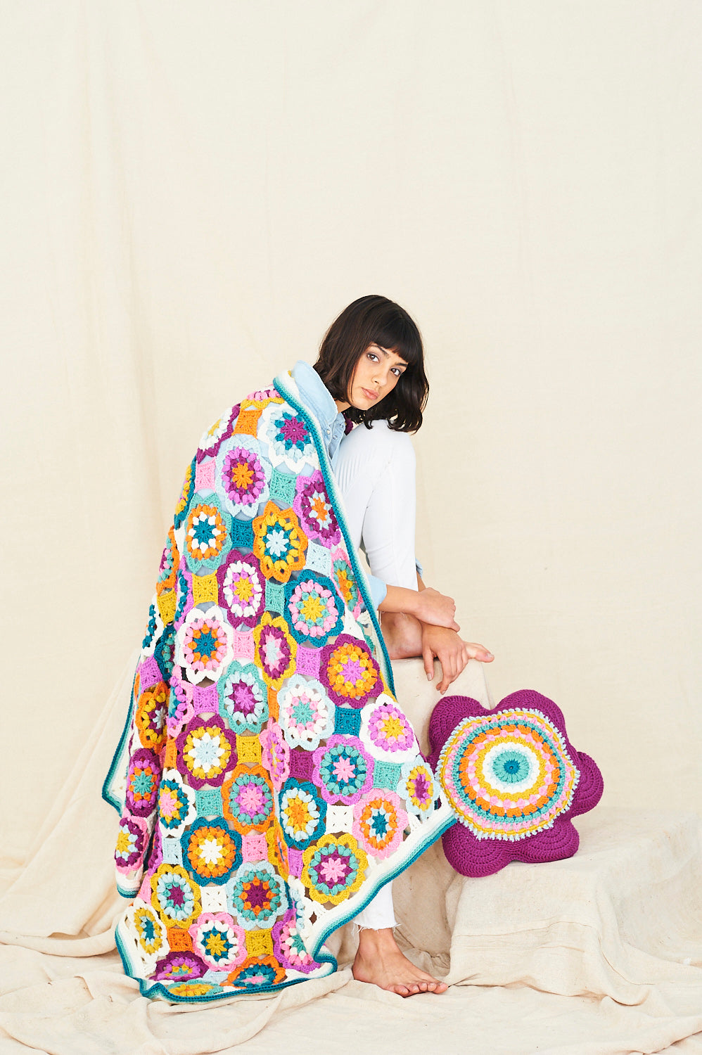 Stylecraft Pattern 9771: Crocheted Special Aran Playful Posy Blanket (digital download)