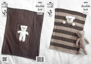 Kingcole Pattern 4005: Baby Blankets and Teddy Bear Toy