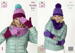 King Cole Pattern 5264: Snoods, Mitts & Hats
