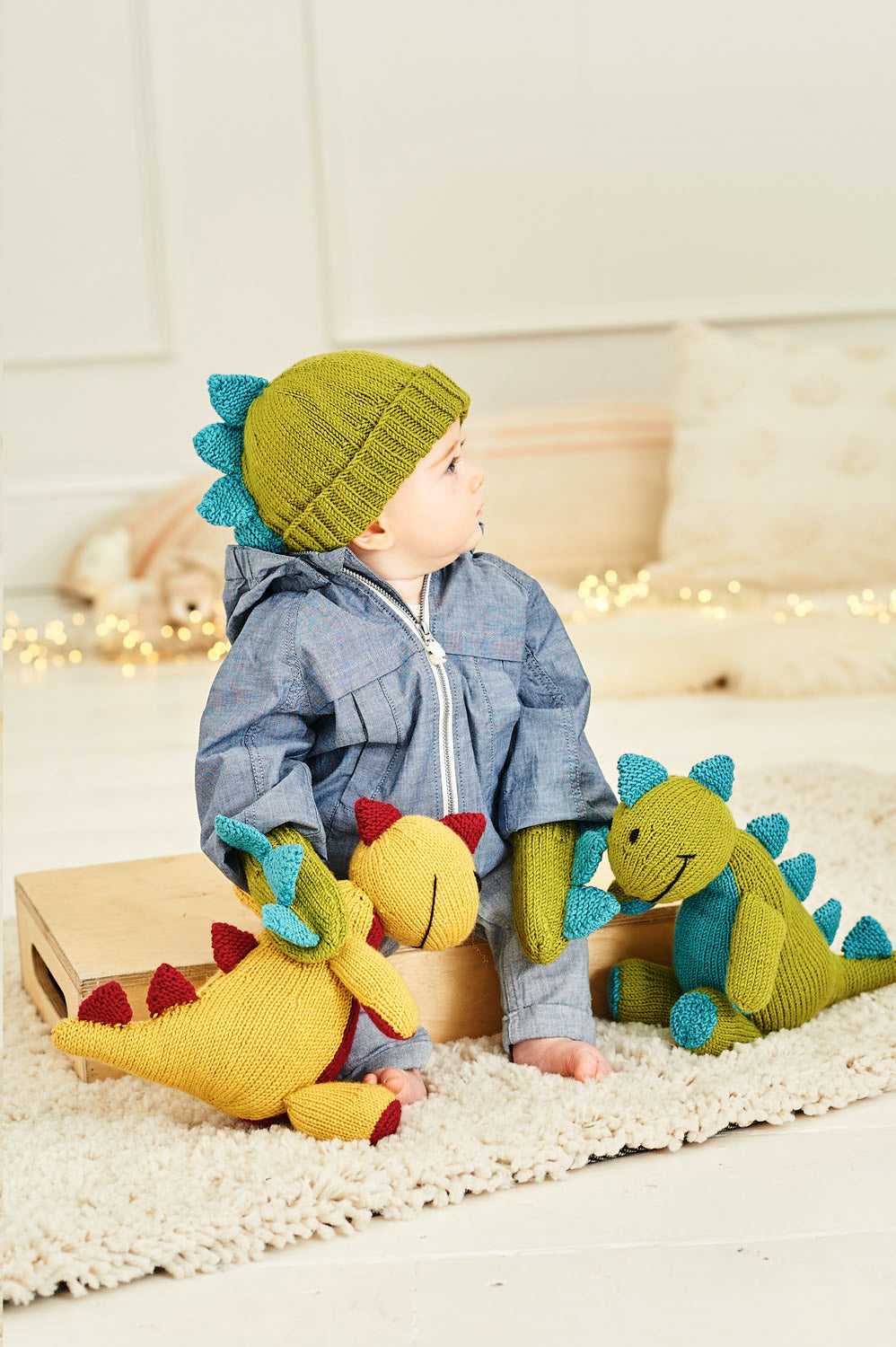 Stylecraft Pattern 9853: Danny the Dinosaur Toy with hat & mittens