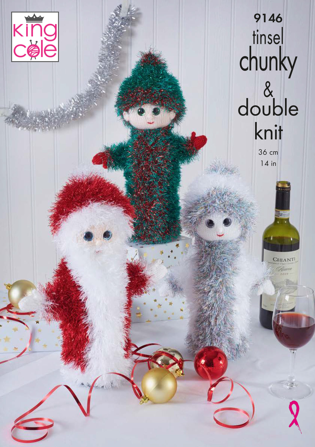 King Cole Pattern 9146: Christmas Wine Bottle Covers