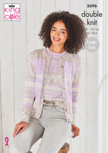 King Cole Pattern 5696: Round Neck Cardigan & Round Neck Sweater
