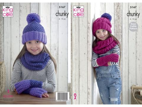 King Cole Pattern 5167: Mitts, Snoods & Hats