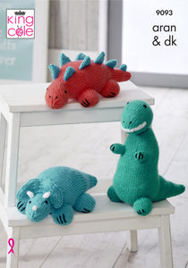 King Cole Pattern 9093: Dinosaur Toys in Aran