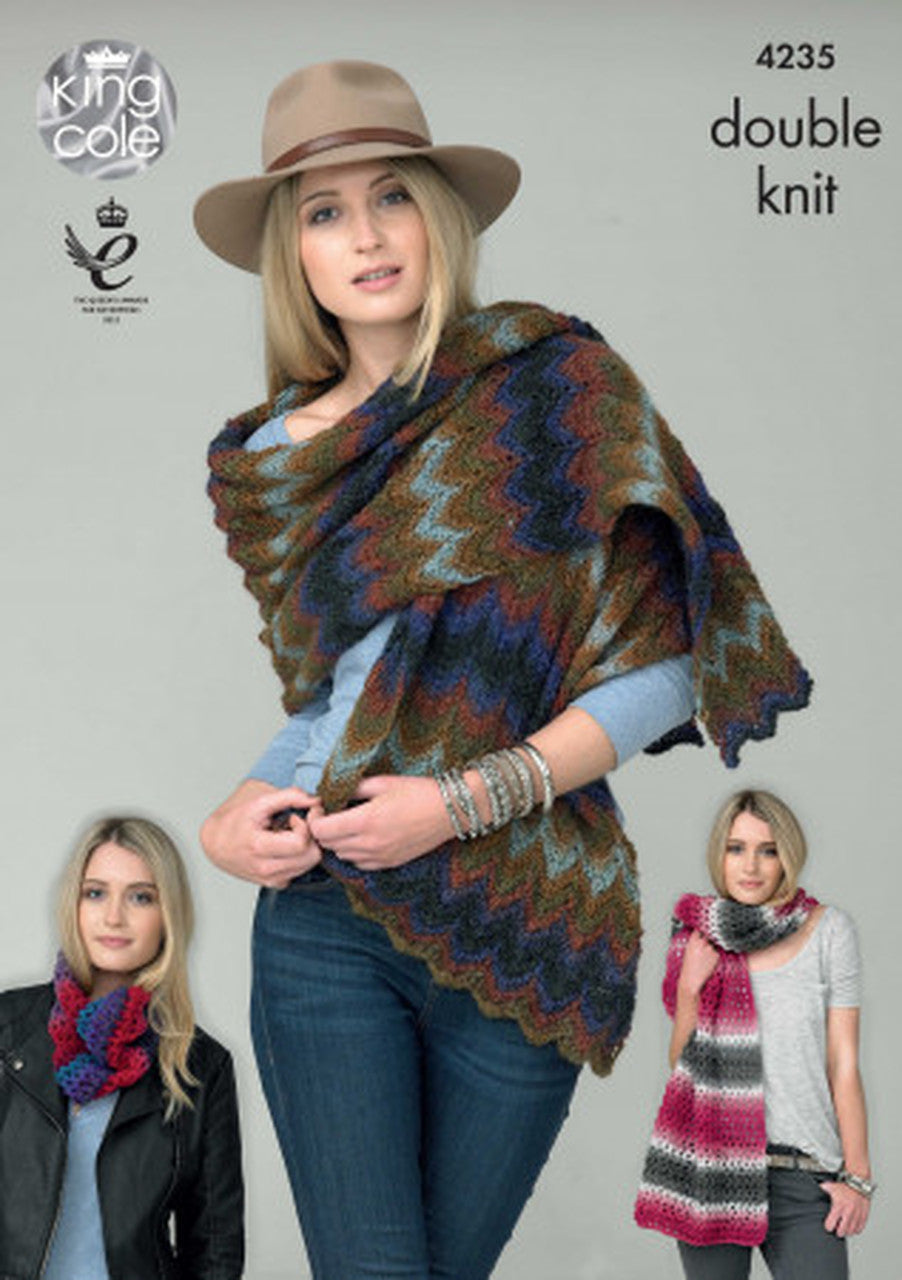 King Cole Pattern 4235: Shawls and Snood